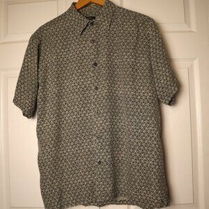 Alfani Men's Short Sleeve Button Down T-Shirt 100% Silk Men's Size Large